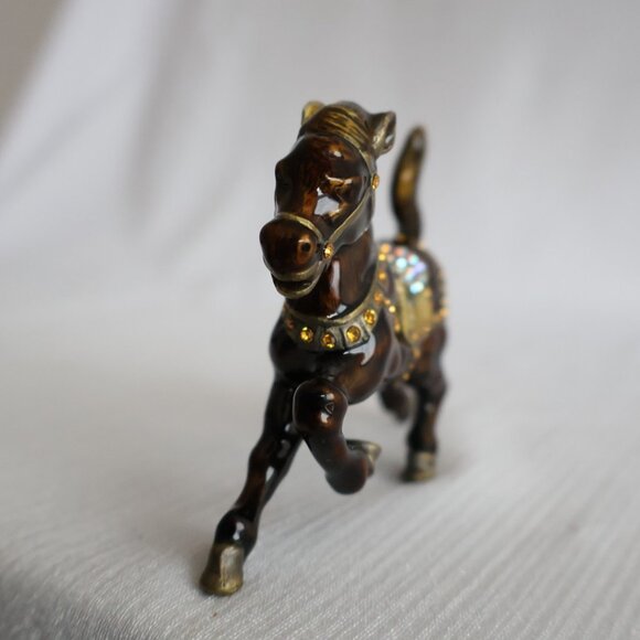 Rhinestone Encrusted -  Enameled Horse Figurine - 4" x 2" - Picture 10 of 11